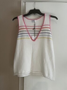 27 Miles Striped Knit Tank Sample Piece V-Neck Sleeveless Top S/M NWT